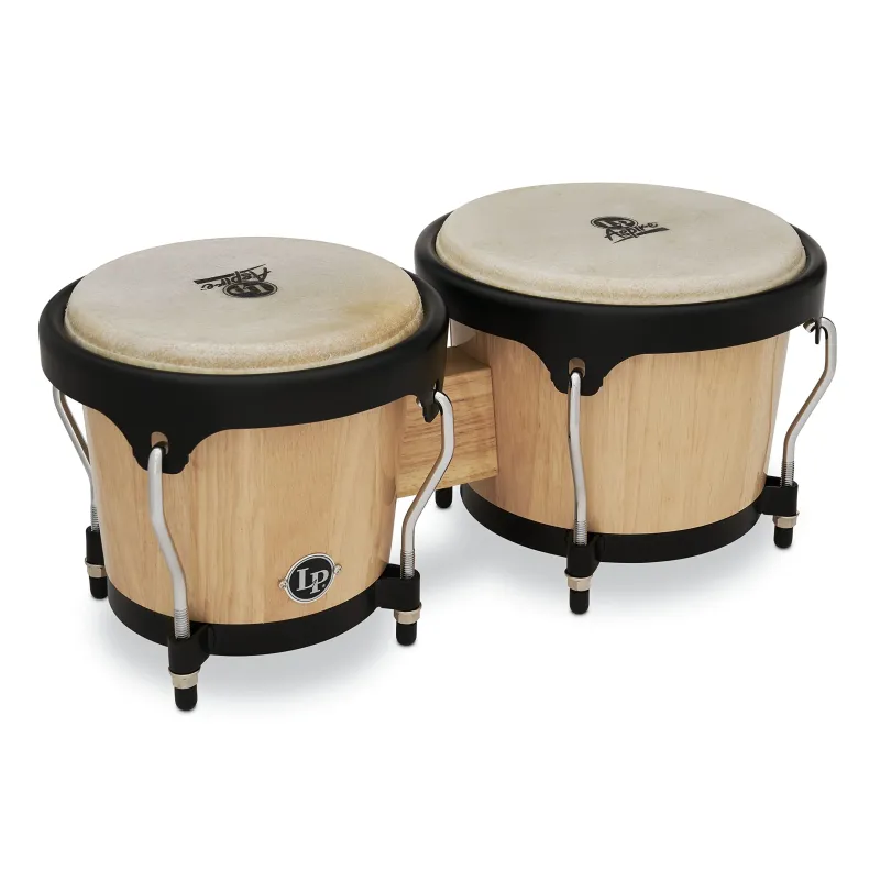 LPA601-AW Aspire Wood Bongos Natural Wood/Black