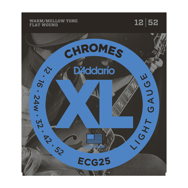 Daddario ECG25 Chromes Flat Wound, Light, 12-52