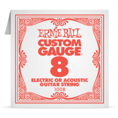 Ernie Ball 008 Plain Steel ﻿Electric and Acoustic Guitar 1008