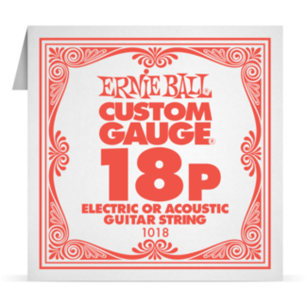 Ernie Ball 018P Plain Steel ﻿Electric and Acoustic Guitar 1018