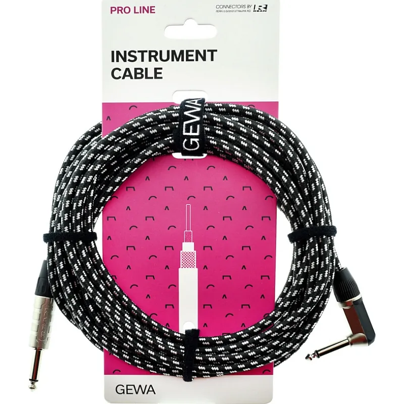Gewa Pro Line Instrument Tweed Cable Jack-Angled Jack 3m