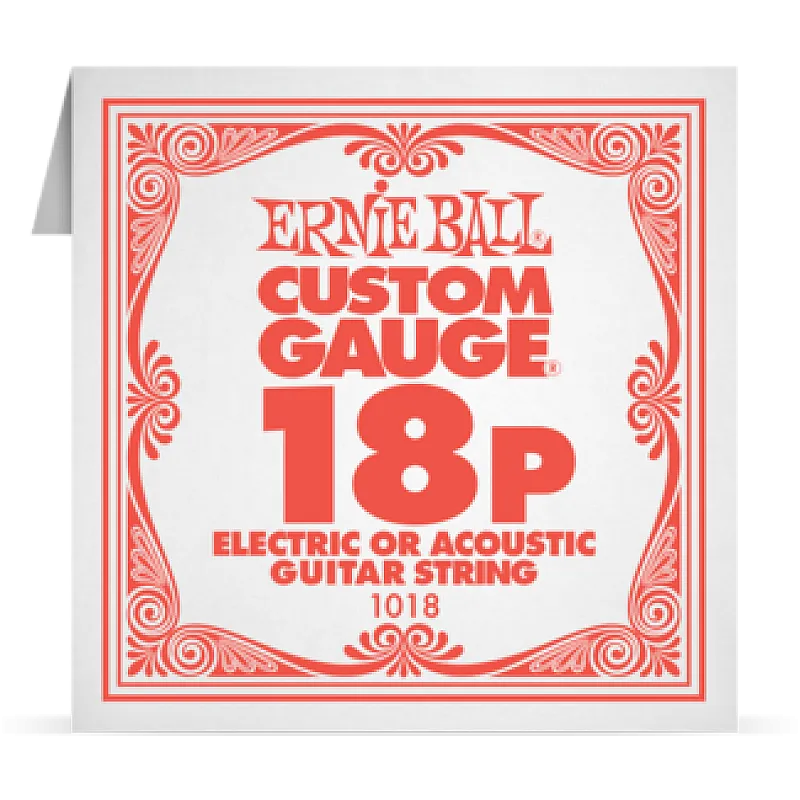 Ernie Ball 018P Plain Steel ﻿Electric and Acoustic Guitar 1018